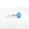 1.16 Carat Oval-Cut Aquamarine and Diamond Shank 14K White Gold Ring