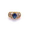 1,19 Karat Ovalschliff Blauer Saphir mit Baguetteschliff Diamonds in 14k Gold Ring