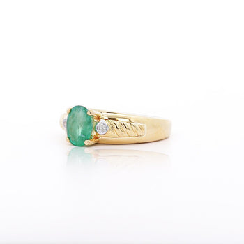 1.19 Carat Oval Cut Emerald & Diamond 14K Gold Statement Ring – Assay Jewelers