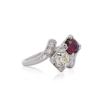 1.28 Carat Ruby & Diamond 14K White Gold Toi Et Moi Ring – Assay Jewelers