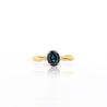 1.3 Carat Oval Cut Blue Sapphire and Diamond 3 Stone Curvy Ring