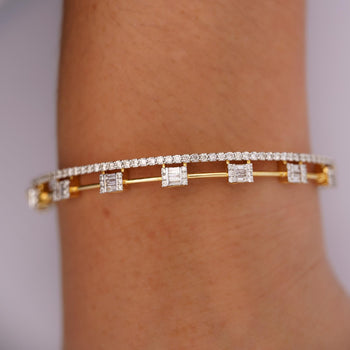 1.32 Carat Diamond Illusion Set 2-Row 14K Gold Bangle Bracelet – Assay Jewelers