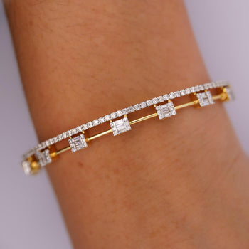 1.32 Carat Diamond Illusion Set 2-Row 14K Gold Bangle Bracelet – Assay Jewelers