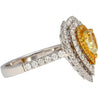 1.39 Carat GIA Certified Fancy Yellow Heart Cut Diamond Double Halo Ring