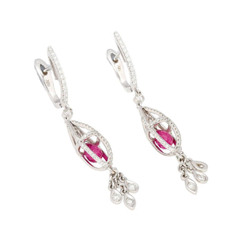 1.40 Carat Pink Sapphire and Diamond Drop Cage Earrings in 18k White Gold – Assay Jewelers