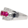 1.43 Carat Pinkish Red Ruby and Diamond Cluster Platinum Dome Ring