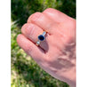 1.48 Carat Oval Cut Blue Sapphire With Princess Cut Diamond Ring in 18k Gold