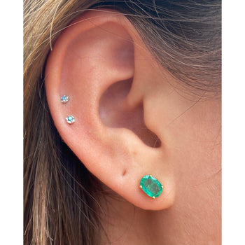 1.5 Carat Oval Cut Natural Emerald Stud Earrings in 14K Solid Gold – Assay Jewelers