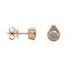 1.5 Carat TW Natural Round Diamond Stud Earrings in Bezel set Rose Gold