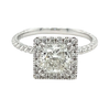 1.50 Carat Princess Cut Lab Grown Diamond Engagement Ring in 18K Rope Style Shank and Diamond Halo