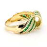 1.55 Carat Emerald & Diamond in 18K Gold Bow Dome Design Band Ring