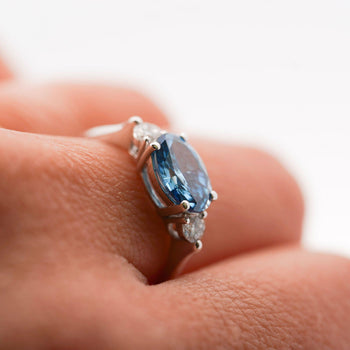 1.59 Carat Oval Cut Blue Lab Diamond 14K White Gold Engagement Ring – Assay Jewelers