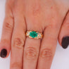 1.59 Carat Oval Cut Emerald & Diamond 14K Gold East West Ring