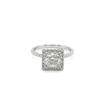 1.60 Carat Princess Cut Lab Grown Diamond Engagement Ring in 18K Rope Style Shank and Diamond Halo – Assay Jewelers
