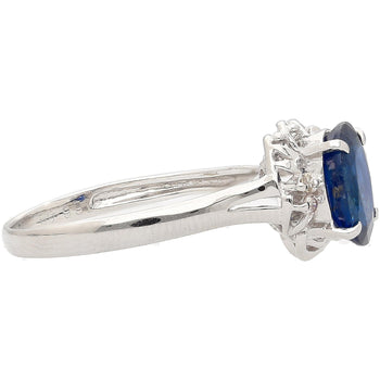 1.66 Carat Oval Blue Sapphire and Diamond Platinum Dainty Ring – Assay Jewelers