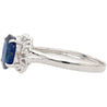 1.66 Carat Oval Blue Sapphire and Diamond Platinum Dainty Ring