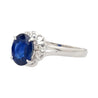 1.66 Carat Oval Blue Sapphire and Diamond Platinum Dainty Ring