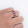 1.67 Carat Oval Cut Ruby and Diamond Three-Stone Band Ring