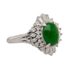 1.73 Carat Jadeite Jade Fei Cui & Diamond Halo Platinum Ballerina Filigree Ring