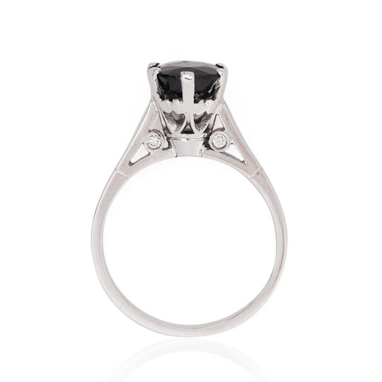 1.80 Carat Oval Blue Sapphire 14K White Gold Cathedral Solitaire Engagement Ring