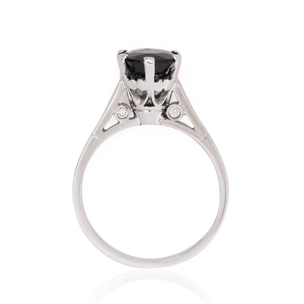 1.80 Carat Oval Blue Sapphire 14K White Gold Cathedral Solitaire Engagement Ring
