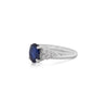 1.84 Carat Oval Cut Dark Blue Sapphire and Diamond Ring