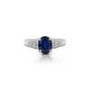 1.84 Carat Oval Cut Dark Blue Sapphire and Diamond Ring