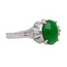 1.85 Carat Untreated Jadeite Jade and Diamond Platinum Ring HK Certified