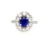 1.89 Carat Oval Kashmir Blue Sapphire & Diamond Platinum Art Deco Vintage Ring