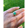 2 Carat Cabochon Cut Natural Emerald & Diamond in Textured 14K Yellow Gold Ring