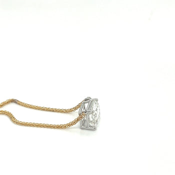 2 Carat Emerald Cut Lab Grown Diamond Floating Necklace 14K Gold 2-Tone Setting – Assay Jewelers