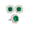 20 Carat Colombian Emerald GRS Certified Vivid Green 18K Earring & Ring Set