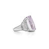 20.96 Carat Oval Light Pink Kunzite & Diamond in Platinum Filigree Cocktail Ring