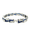 21 Carat Art Deco Blue Sapphire and Diamond Bracelet in Platinum