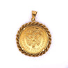 22K Gold 50 Peso Mexican Coin and 18K Gold Rope Frame Pendant