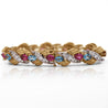 25 Carat Aquamarine, Tourmaline, & Diamond 18K Gold Platinum Retro Bracelet