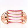 25ct Pink Sapphire & Diamond 18K Rose Gold Multi-Row Bangle