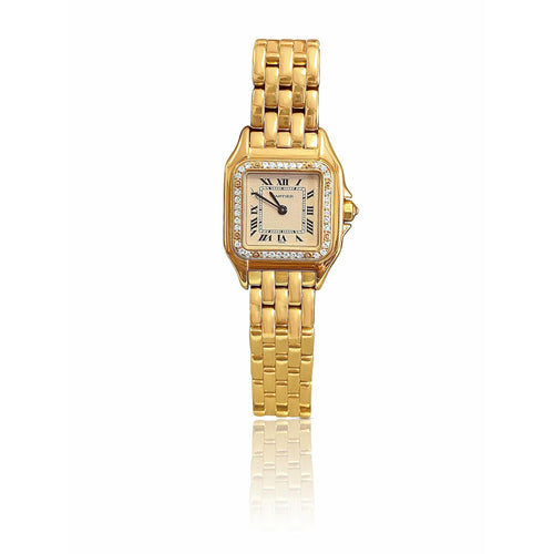 25mm Cartier Panthere Ladies Watch With Original Cartier Factory Diamond Bezel