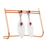 27.48 Carat Carved Grade A Lavender Jade Drop Earrings with Rubies & Diamonds