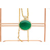 28.56 Carat Oval Cut Emerald & Diamond Halo 18K Gold Pendant Necklace