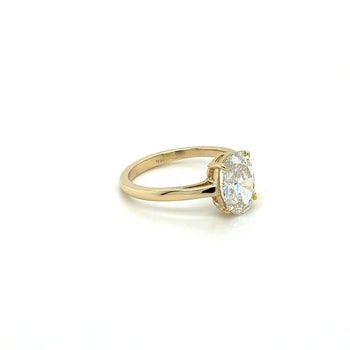 2.06 Carat Oval Cut Lab Grown Diamond CVD Ring in 14K Yellow Gold Low Profile Setting – Assay Jewelers