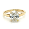 2.06 Carat Oval Cut Lab Grown Diamond CVD Ring in 14K Yellow Gold Low Profile Setting