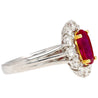 2.09 Carat Oval Cut Burma Ruby No Heat GRS Certified & Diamond Halo Platinum Ring