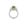 2.19 Carat Natural Emerald 3-Stone Ring with Baguette Diamond in 18K White Gold