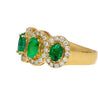 2.29 Carat Oval Cut Emerald and Diamond Wedding Band in 18K Gold