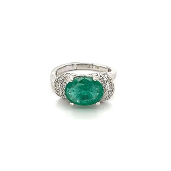 2.37 Carat Oval Cut Emerald in Retro Curved White Gold 4-Prong Ring – Assay Jewelers