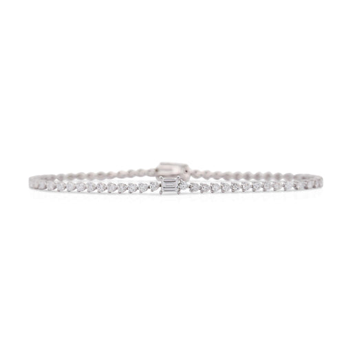 2.4 Carat Round &amp; Baguette Lab Grown Diamond Tennis Bracelet