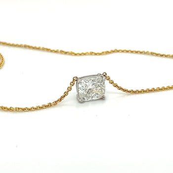 2.5 Carat Cushion Cut Lab Grown Diamond Floating Connected Necklace 14K Gold – Assay Jewelers