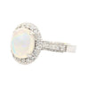 2.52 Carat Oval Opal & Diamond Halo 14K White Gold Cathedral Ring