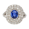 2.56 Carat No Heat Kashmir Blue Sapphire in Platinum Diamond Halo Ring